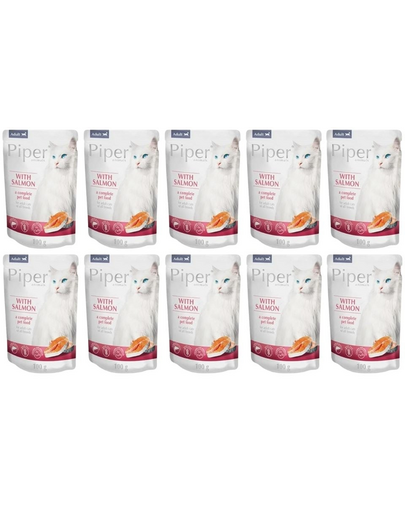 DOLINA NOTECI PIPER Animals Cat cu somon 10x100 g hrană umedă pentru pisici