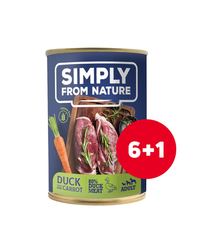 SIMPLY FROM NATURE pachet conserve caini 6 x 400 g + 1 GRATIS rata si morcov