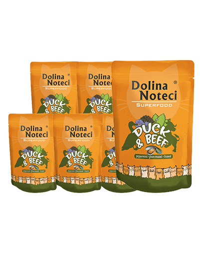 DOLINA NOTECI Superfood Plicuri hrana pisici, cu vita si rata 10x85 g