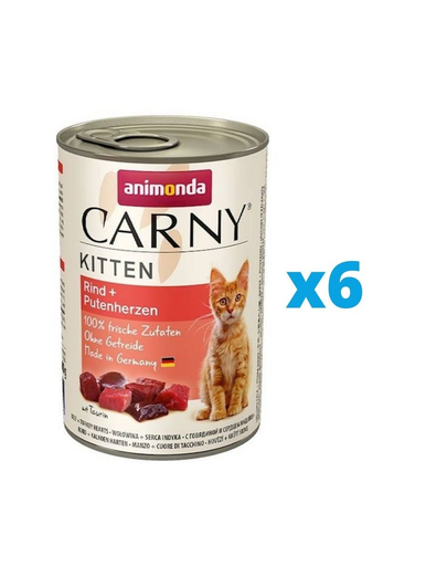 ANIMONDA Carny Kitten zestaw Wołowina/Serce Indyka 6 x 400 g