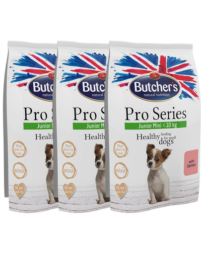 BUTCHER\'S ProSeries Junior Mini hrana cu somon 3x800g pentru caini