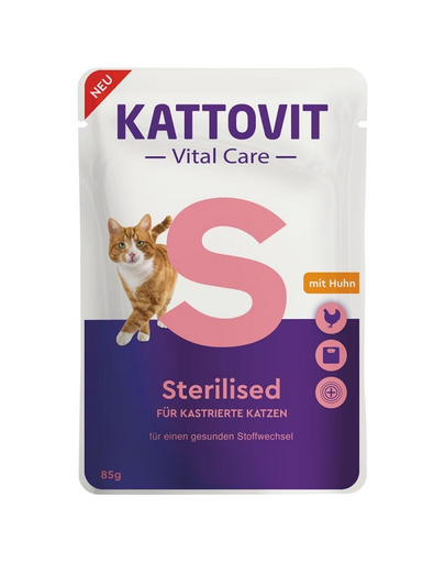 KATTOVIT Vital Care Sterilised cu pui 85 g plic hrana umeda