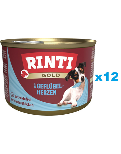 RINTI Gold Poultry hearts Mini 12x185 g hrana caine talie mica, inimi pasare