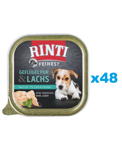 RINTI Feinest Poultry Pure&Salmon tavite hrana pentru caini 48x150 g pasare si somon