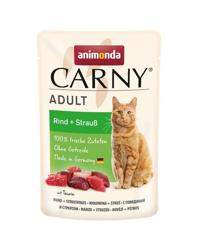 ANIMONDA Carny Adult hrană umedă pisici vită și struț 85 g
