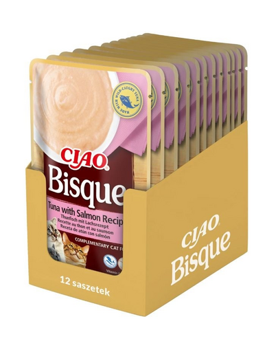 INABA CIAO Bisque Zupa krem z tuńczyka i łososia dla kotów 12x40g