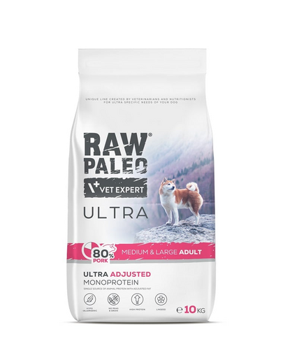 RAW PALEO Ultra Pork Medium&Large Adult 10kg hrana caini adulti din rase medii si mari, cu porc