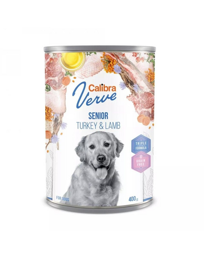 CALIBRA Dog Verve GF Senior Turkey&Lamb 400 g conserva fara cereale, curcan si miel pentru caini seniori