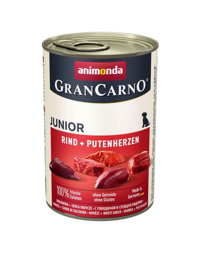 Grancarno puszka 0.4 kg junior wołowina / serca indycze