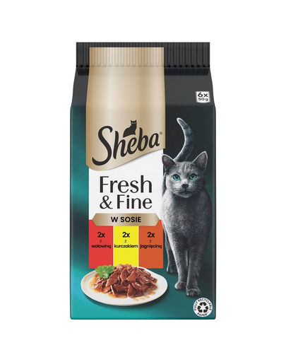 Hrana umeda SHEBA Fresh & Fine plic 6x50 g in sos cu vita, pui, miel