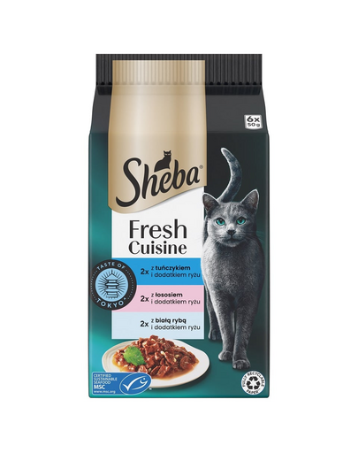 Pliculete SHEBA Fresh Cuisine Taste of Tokyo 6x50g hrana umeda cu peste si orez