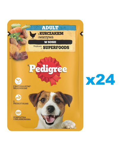 Plicuri pentru caini PEDIGREE Adult 24x100g bucati de pui si legume in sos