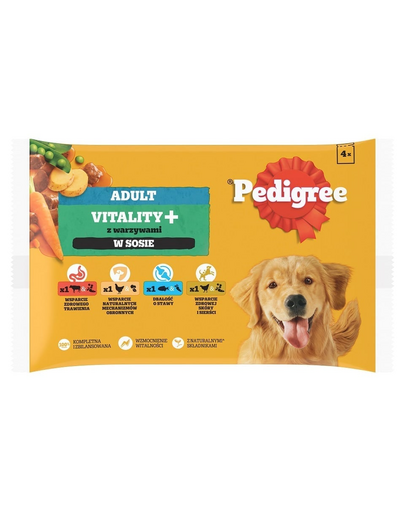 PEDIGREE Adult Vitality+ hrana caine 4x85 g in sos, mix arome
