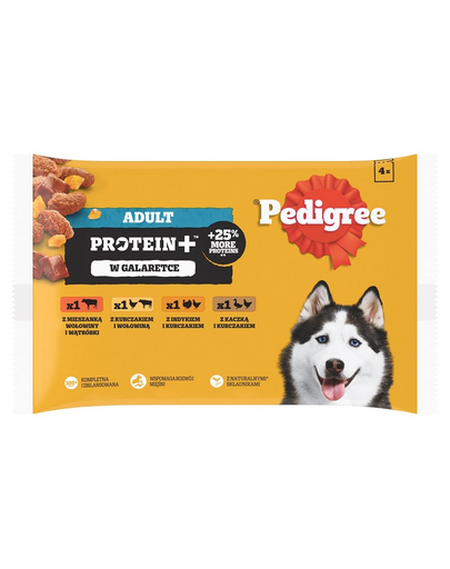PEDIGREE Adult Protein+ plicuri in jeleu 4x85 g hrana caini, 4 arome