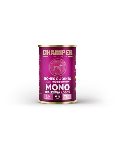 Hrana cu somon pentru caini CHAMPER Bones Joints 400 g monoproteica