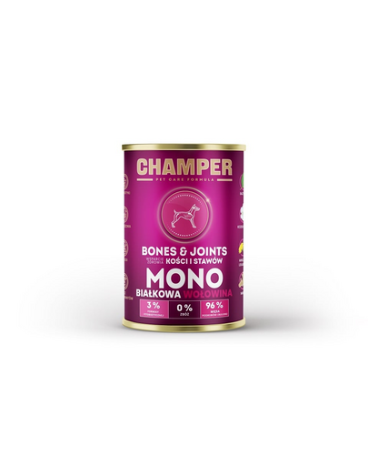 Hrana caini CHAMPER Bones Joints cu vita 400 g monoproteina