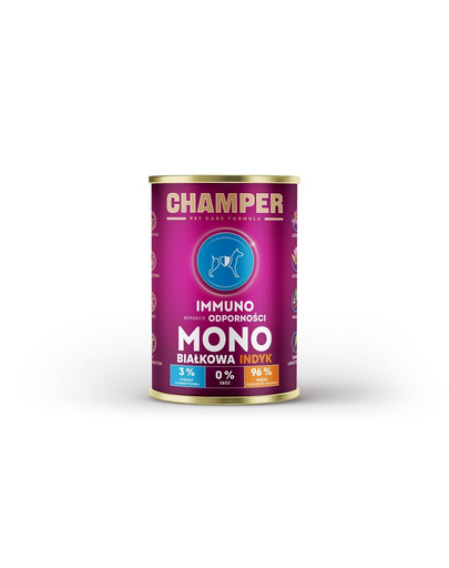 CHAMPER Immuno hrana pentru caini, monoproteica 400 g curcan