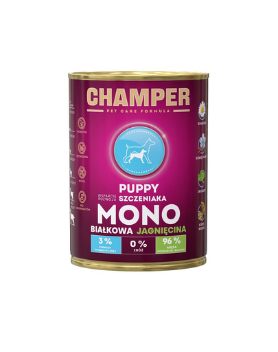 CHAMPER Puppy hrana umeda pentru catei 400 g cu miel