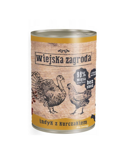 Indyk z kurczakiem 400g puszka dla kociąt
