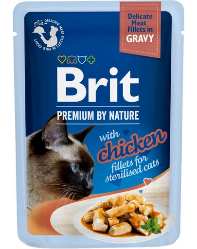 BRIT Premium By Nature Fillets in Gravy for Sterilized Cats cu pui 24x85g hrana umeda pisici