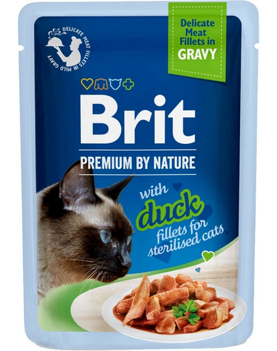 Hrana umeda pisici sterilizate BRIT Premium By Nature Fillets in Gravy for Sterilized Cats cu rata 24x85g