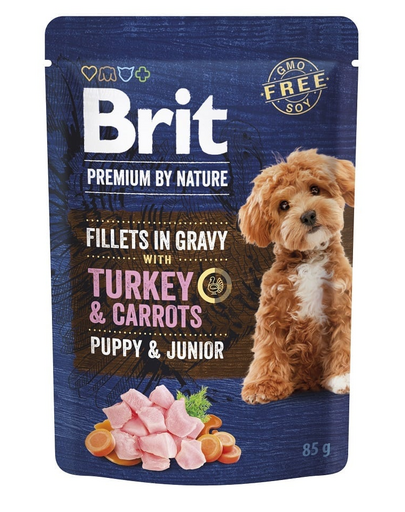 BRIT Premium by Nature Puppy&Junior 24x85g hrana in sos pentru catelusi, curcan si morcov