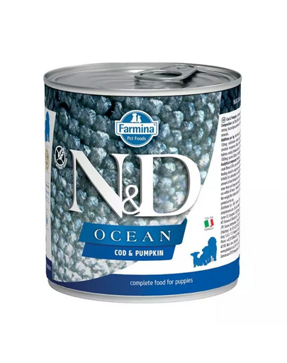 FARMINA N&D Oceean Dog Puppy Codfish, pumpkin 285 g  hrana umeda cu cod si dovleac pentru catei