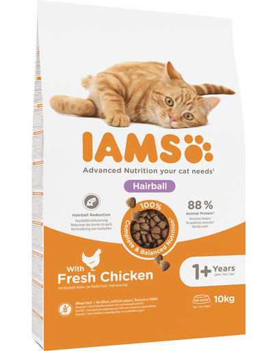 Cat Adult All Breeds Hairball Control Chicken 10 kg