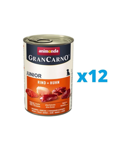 ANIMONDA GranCarno Junior zestaw z wołowiną i kurczakiem 12 x 800 g
