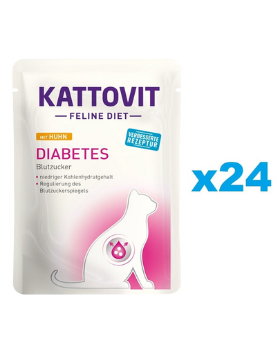 KATTOVIT Feline Diet Diabetes hrana umeda dietetica pentru pisici cu diabet, pui 24 x 85 g
