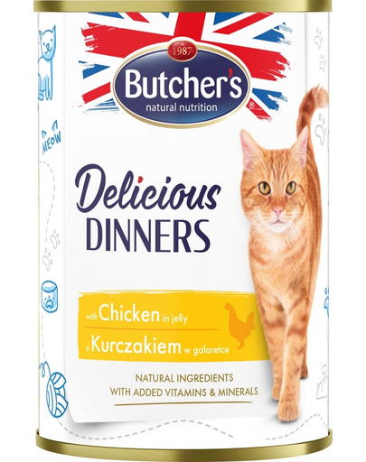 BUTCHER\'S Delicious Dinners hrana umeda pisici, bucati de pui in jeleu 400g