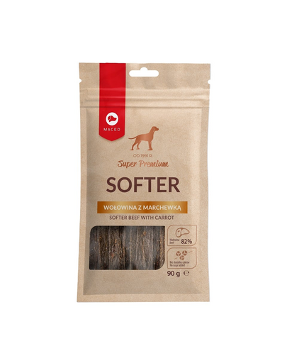 MACED Super Premium Softer Recompense pentru caini, cu carne de vita si morcovi 90g