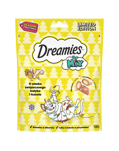 DREAMIES Mix 200g recompense crocante cu aroma de curcan si somon pentru pisici