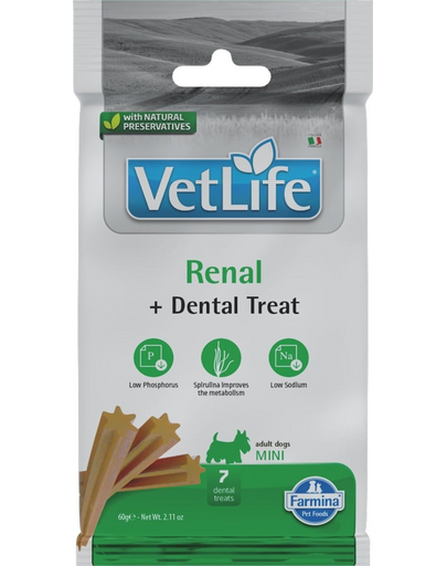 FARMINA Vet Life Dental Treat Renal Mini 60 g gustare dentara caini cu probleme renale, de rase mici