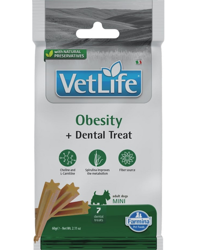 FARMINA Vet Life Dental Treat Obesity Mini 60 g gustaredentară pentru caini supraponderabili de rase mici