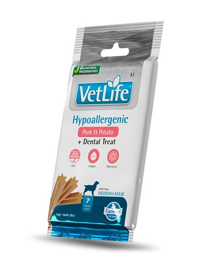 FARMINA Vet Life Dental Treat Hypoallergenic Pork Medium/Maxi 100 g baton dentar pentru caini de talie medie si mare, cu porc