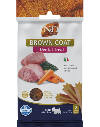 FARMINA N&D Brown Dental Treat Coat Lamb Mini 60 g gustare dentara caini de rase mici, cu miel