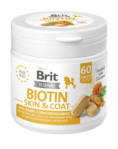 BRIT Vitamins Biotin Skin&Coat Care 120g supliment cu biotina pentru sanatatea pielii si blanii cainilor (60 tablete)
