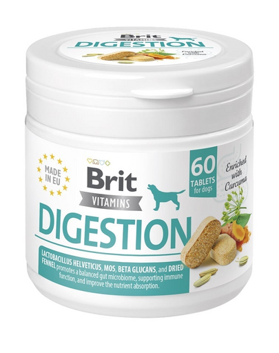 BRIT Vitamins Digestion 120g supliment digestiv caini adulti, cu probiotice si enzime digestive (60 tablete)