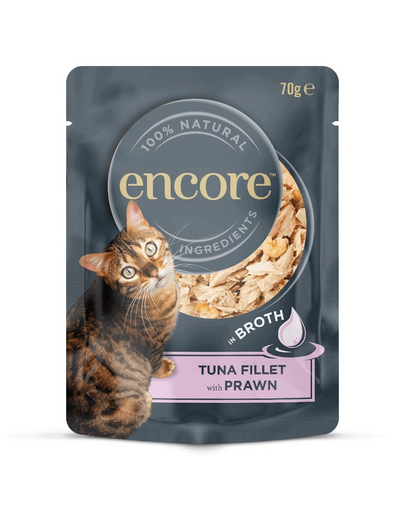 ENCORE Cat hrana umeda in sos pentru pisici 16x70g ton si creveti