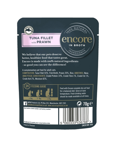 ENCORE Cat hrana umeda in sos pentru pisici 16x70g ton si creveti