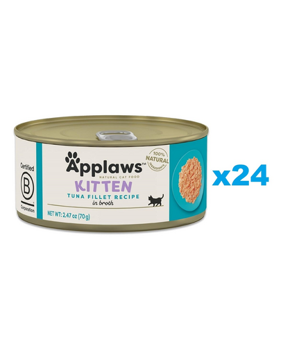 APPLAWS Cat Kitten Tuna in Broth Pachet conserve pisoi, cu ton in sos 24x70 g