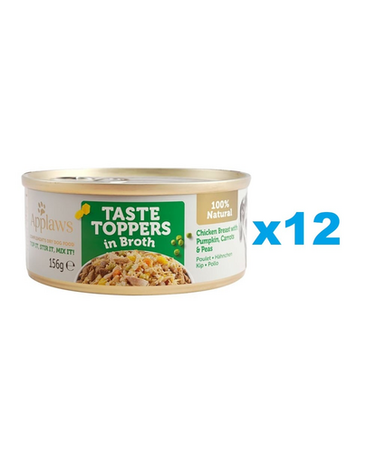 APPLAWS Taste Toppers Pierś z kurczaka, dynia, groszek w bulionie 12x156 g