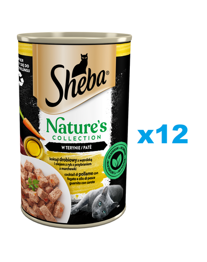 SHEBA 12x400 g hrana pisici Nature\'s Collection cocktail de pasare cu ficat si ulei de peste si morcovi