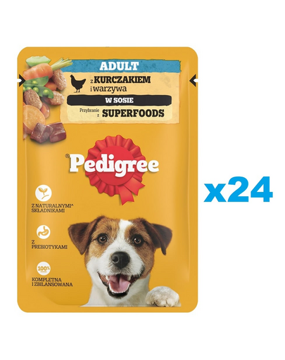 Plicuri pentru caini PEDIGREE Adult 24x100g bucati de pui si legume in sos