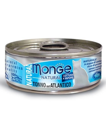 MONGE Natural Cat hrană umedă pentru pisici, cu ton din Atlantic 80g