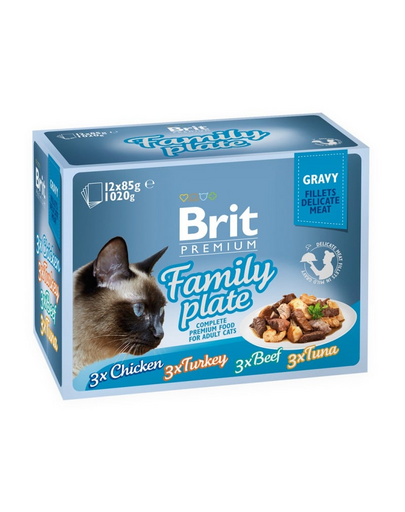 BRIT Premium by Nature pisici fileuri în sos Family Plate 12x85g