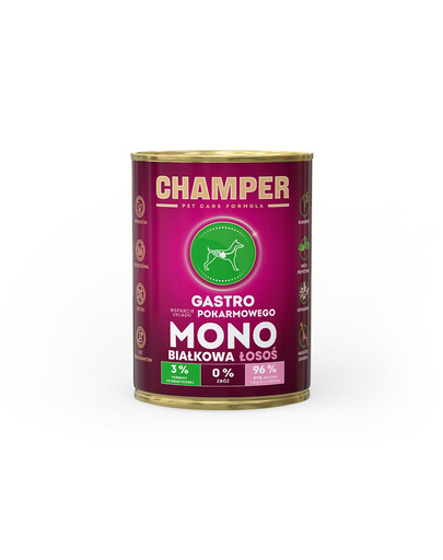 Hrana caini cu somon CHAMPER Gastro 400 g monoproteica