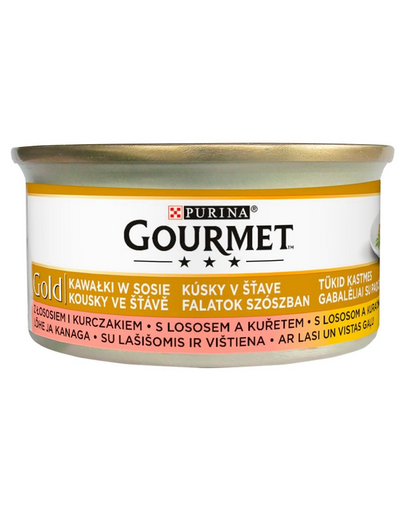 Gold Łosoś i kurczak w sosie 24x85 g mokra karma dla kotów