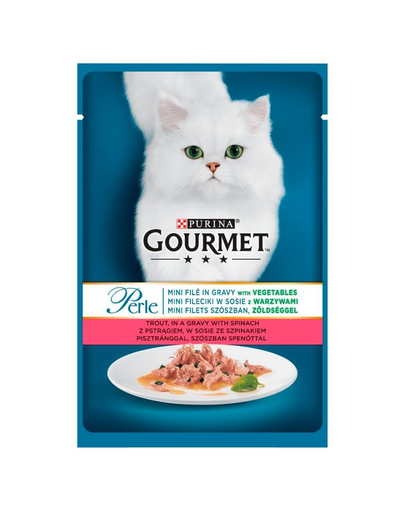 Perle z pstrągiem i szpinakiem w sosie 24x85g mokra karma dla kotów
